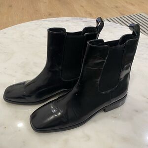 Jeffrey Campbell Emrys Square Toe sz 7 Black Leather Chelsea Boots